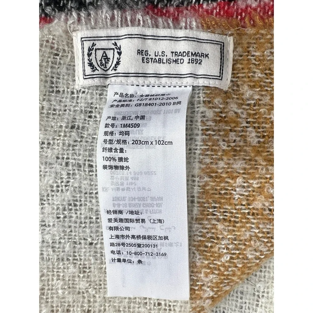 Abercrombie Plaid Poncho Womens Woven Fringe Cozy Boho‎ Cottagecore Wrap